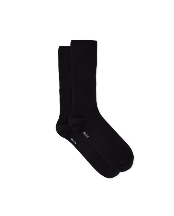 Aiayu_Wool_Rib_Socks_Black_LittleColumbine