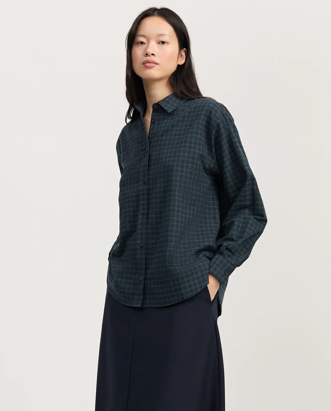 Aiayu_Penny_Shirt_Check_Evergreen_Model_LittleColumbine Aiayu_Penny_Shirt_Check_Evergreen_Model_LittleColumbine