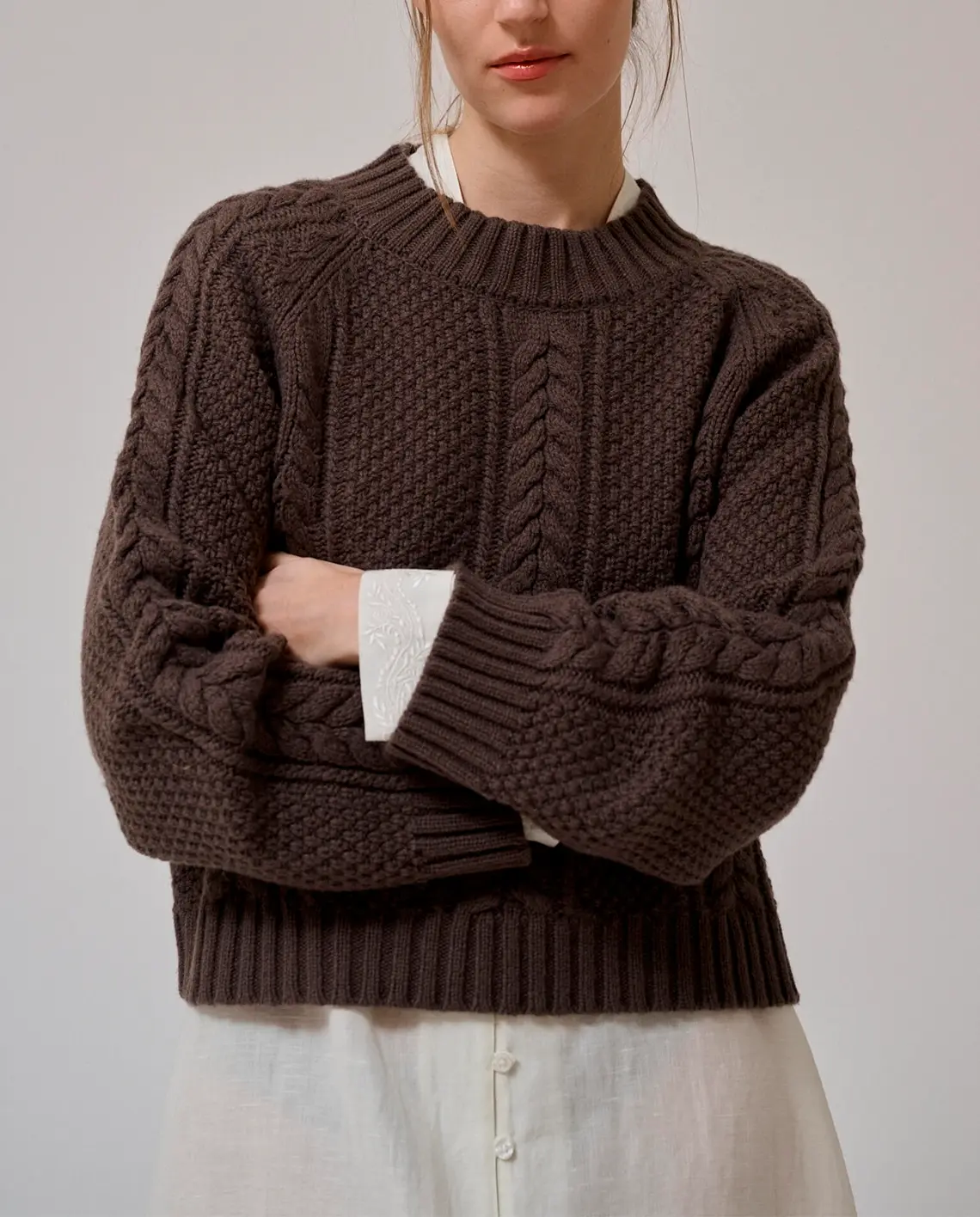 Anne-mi_Heather_Ls_Knit_Jumper_Dark_Dun_Model_LittleColumbine Anne-mi_Heather_Ls_Knit_Jumper_Dark_Dun_Model_LittleColumbine