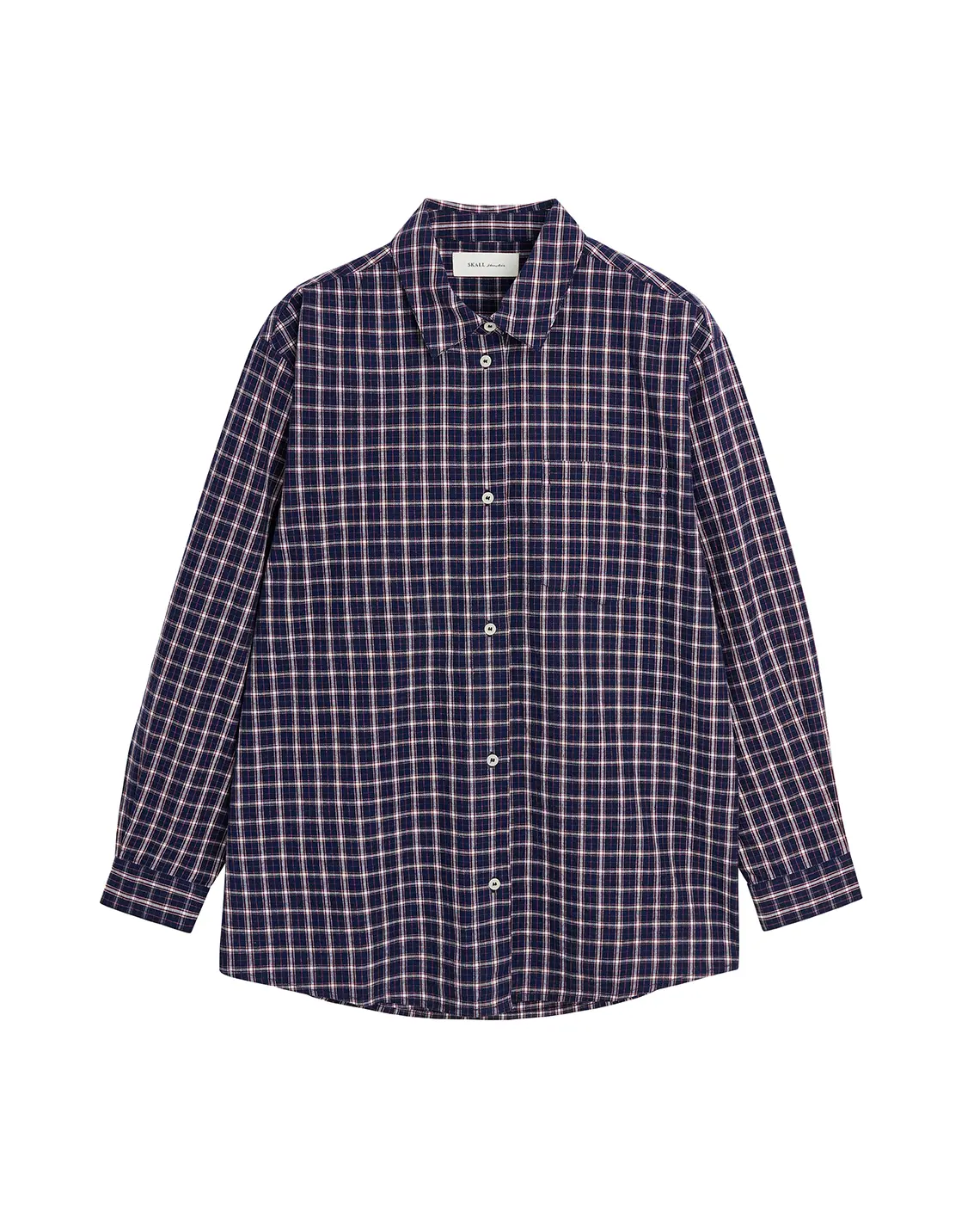 Skall_Edgar_Shirt_Navy_White_Red_Check_LittleColumbine